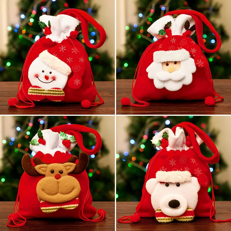 New Design Wholesale Multi Style Accept Custom Eco Recycle Candy Xmas Gift Package Jute Beam Christmas Bags