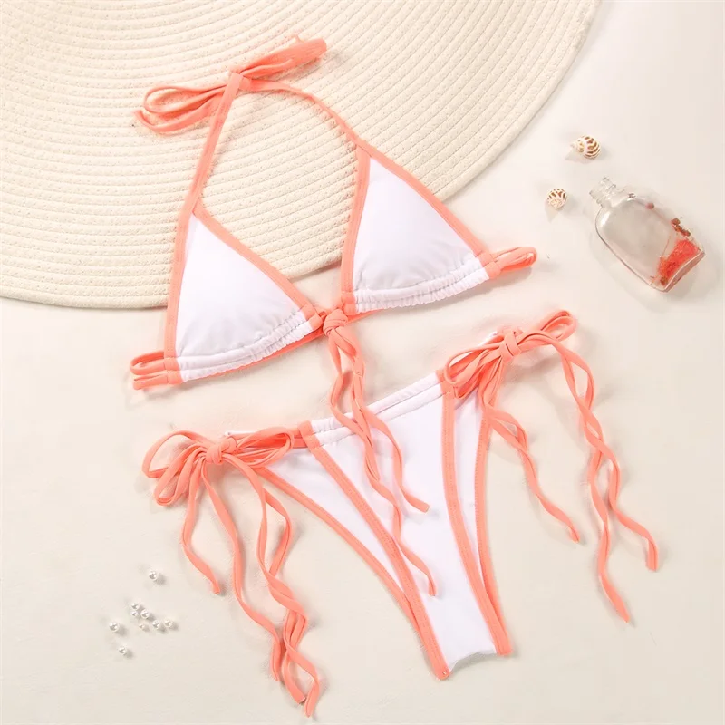2022 Extremely Sexy Scrunch Back Thong Swimsuits Bikinis Custom Logo Micro Bathing Suits Swimwear for Women