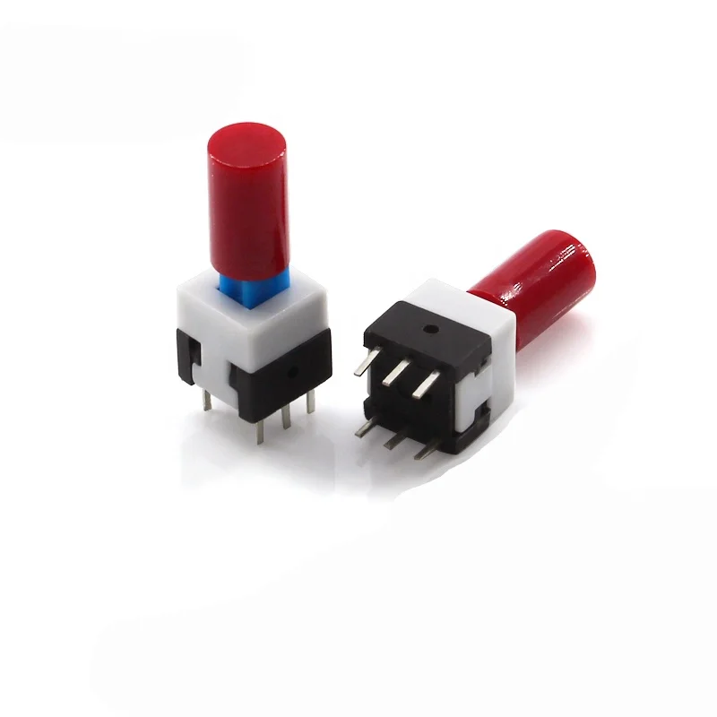 
Self lock Switch dip 6p 8x8 vertical push button tact switch with red hat for toys 