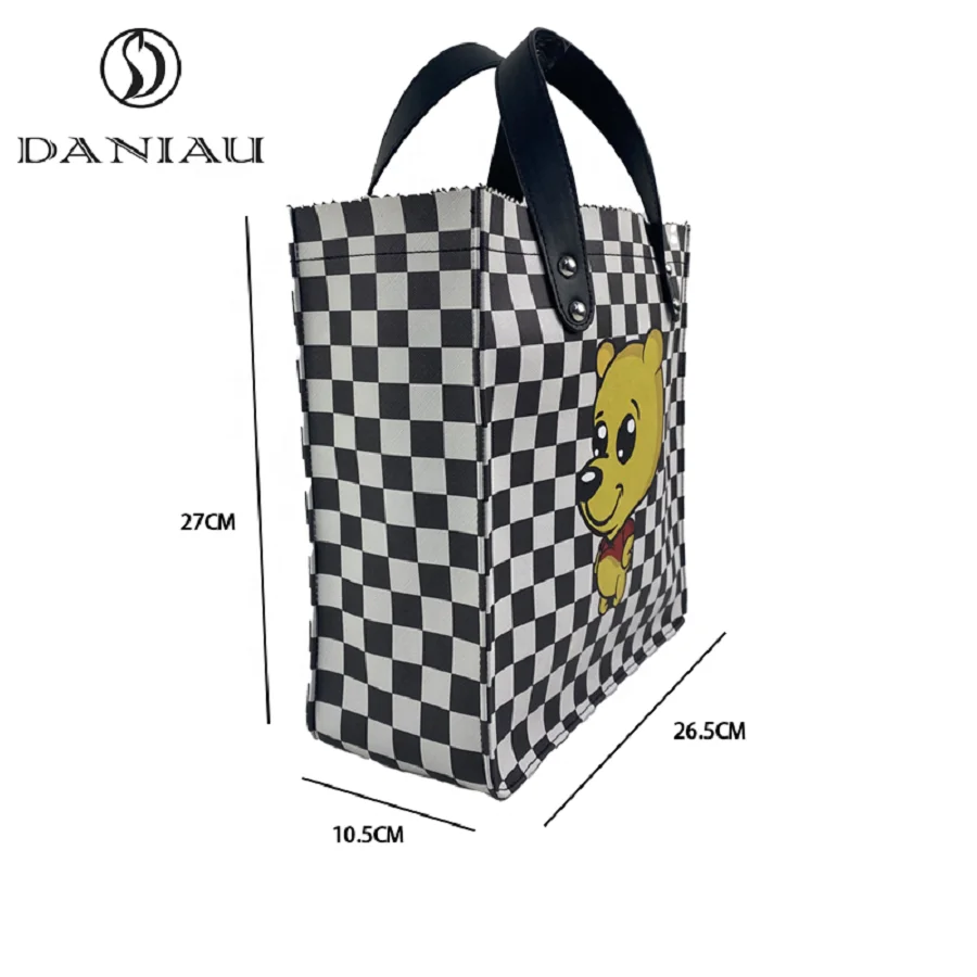 Small Kids Girls Anime Printed Waterpoof Work Travel School Mother Diaper Beach Lunch Shopping Leather Women Tote Bag