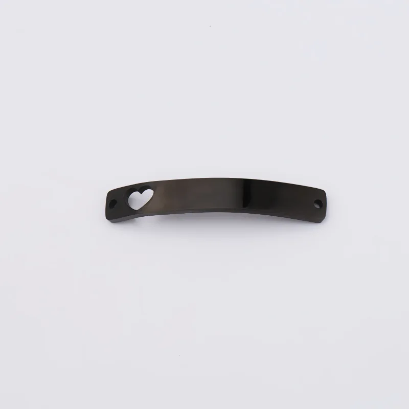 Ready to Ship Fashion Stainless Steel Bar Accessories Hollow Heart Curved Engraved Name Logo Strip For Jewelry Making