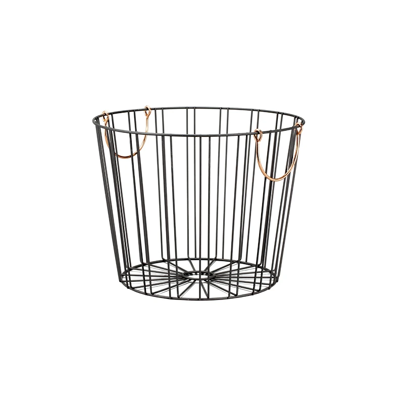 Wholesale Round household Metal stacking Basket with handle for sundries