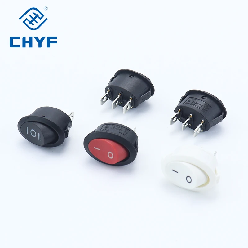 CHYF Mini Rocker Switch LED illuminated Black White Red Blue 10A 250V / 6A 125V 3 Pin BoatSwitch