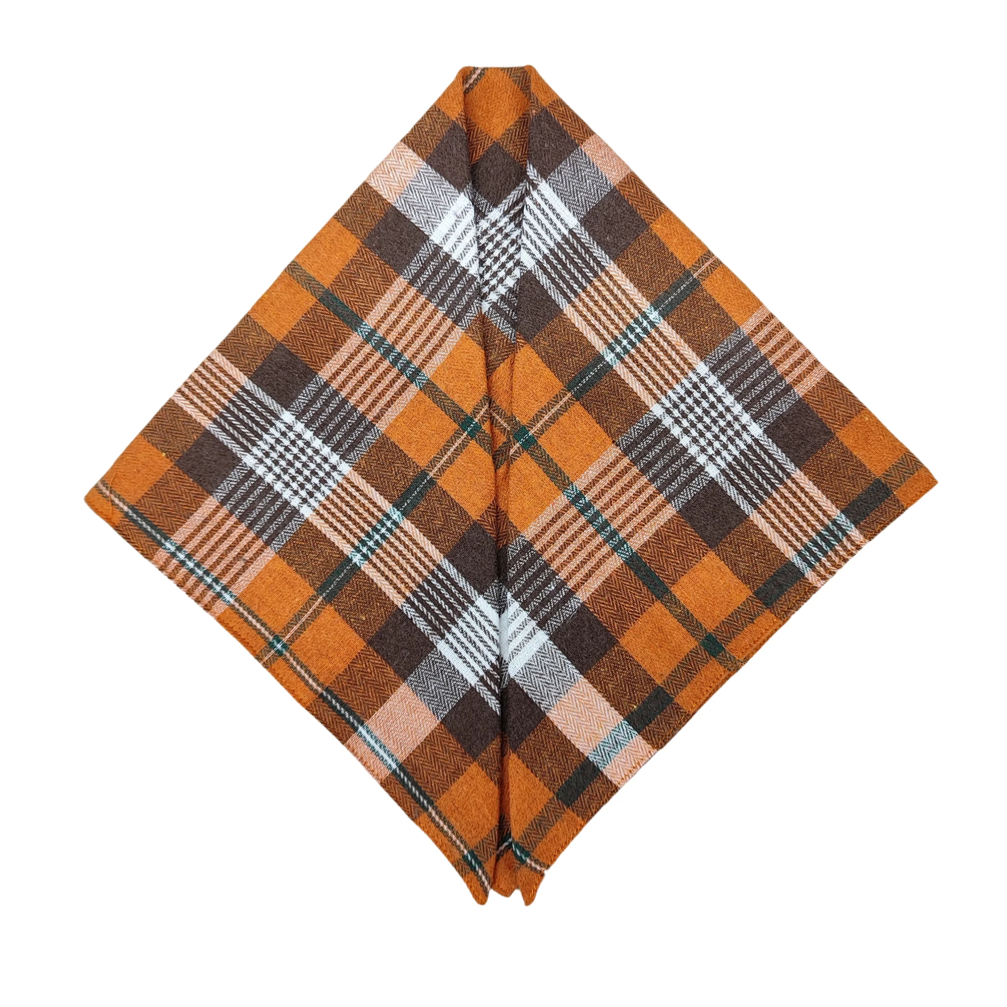 Autumn Thanksgiving Orange Plaid Scarf Bandana Checkered Triangle Dog Bibs Accessories Custom Holiday Halloween Puppy Bandanas