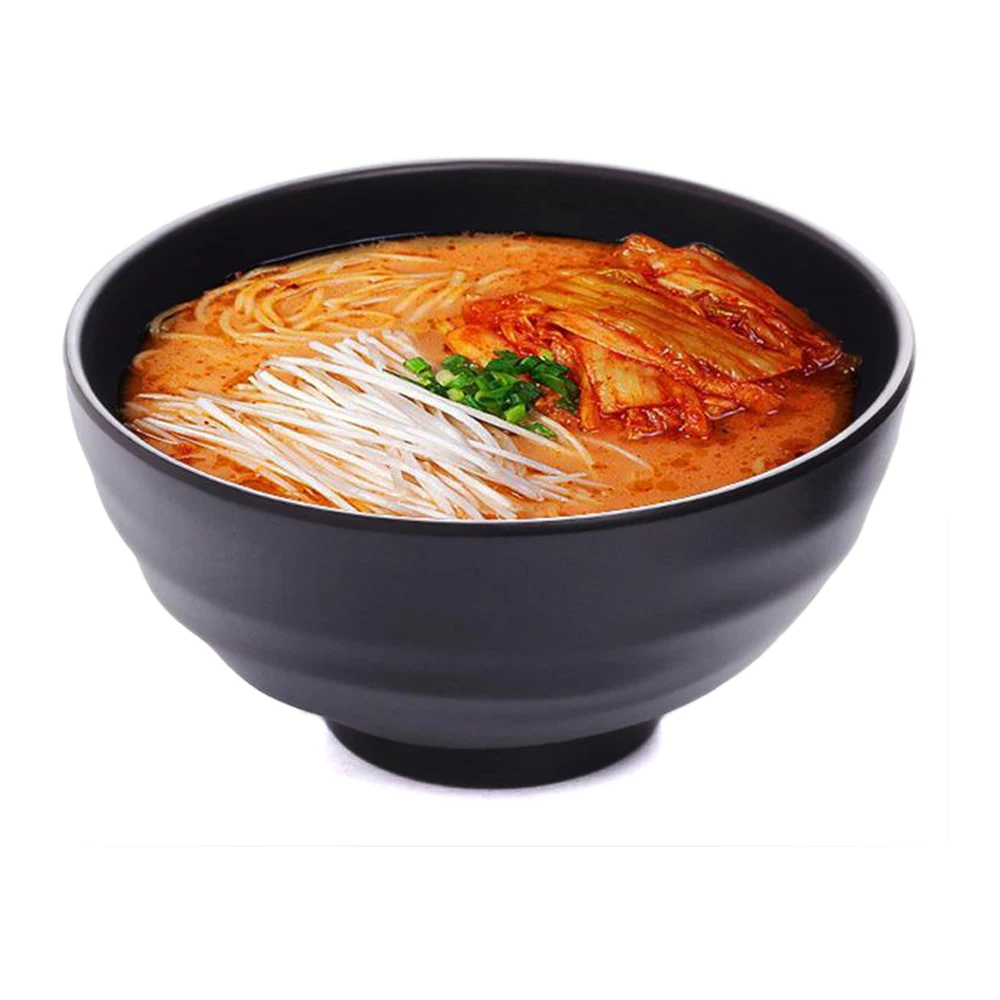 Restaurant PHO Noodle Serving Bowls 6 PCS Japanese Black Melamine Ramen Bowl Set