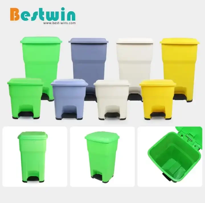 33L 50L Rectangular Plastic Waste Trash Can Foot Pedal Waste Bins For Hospital