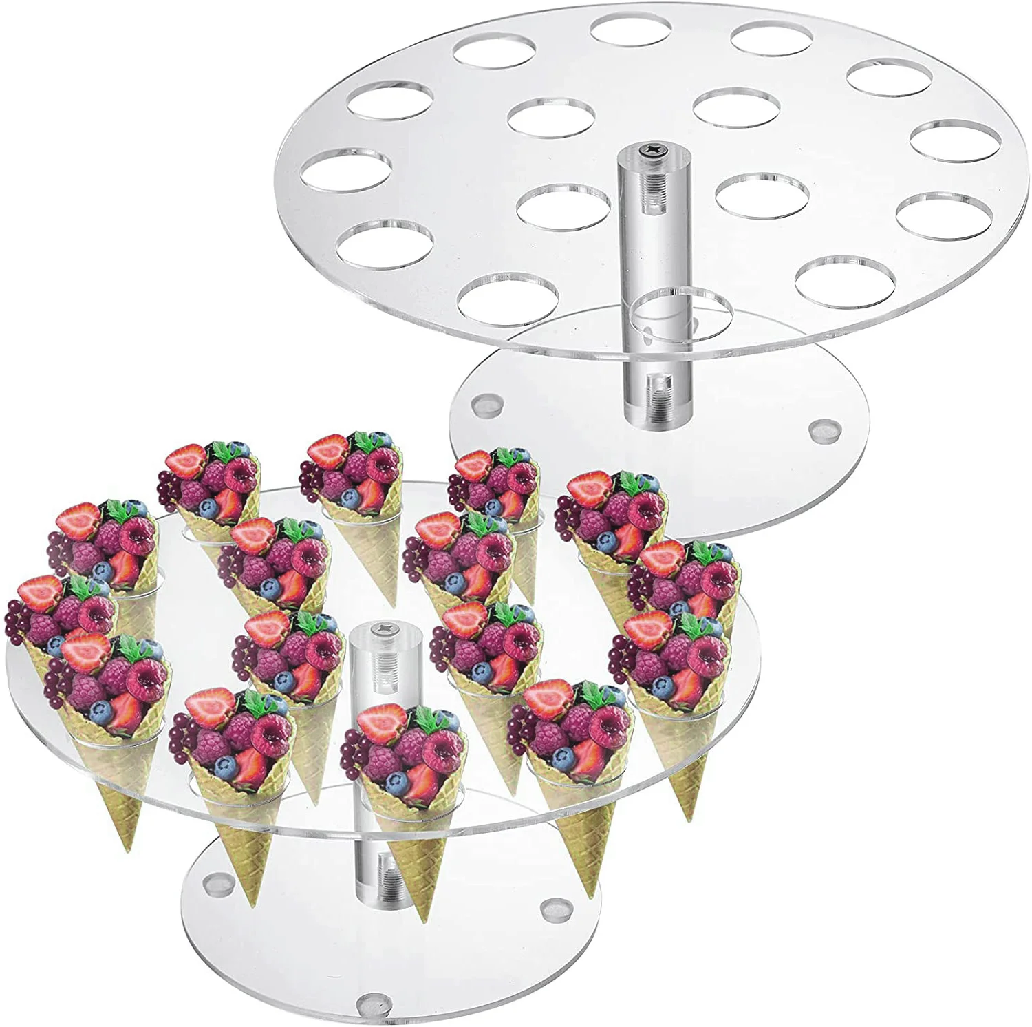 16 Hole  Clear Acrylic Ice Cream Cone Holder Display Stand for  wedding Baby Showers Birthday Parties Decoration