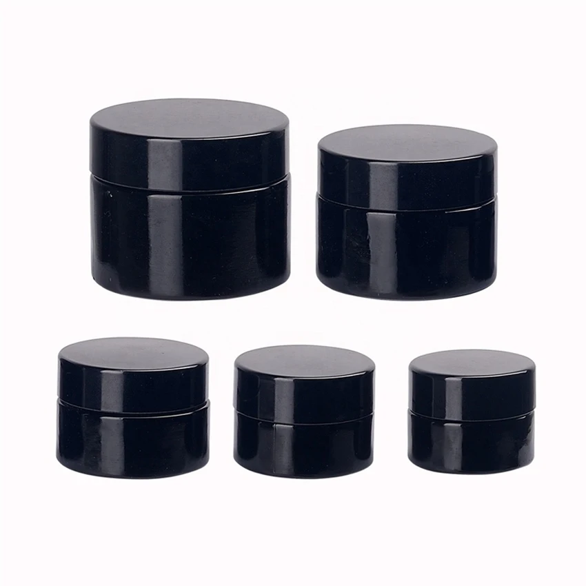 China manufacturer 10ml 15ml 30ml 50ml 60ml 100ml 250ml 500ml matte black uv glass cosmetic violet protection glass jar