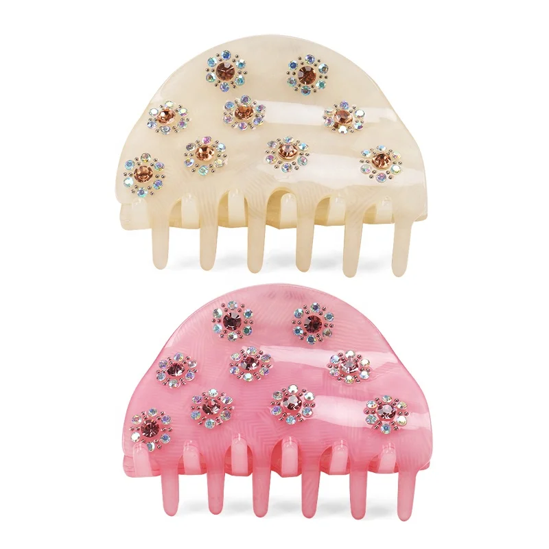 Exquisite Girl Fashion Hairpin Semicircle Hair Claw with Rhinestones Female Home Outdoor Hairdressing Accessories