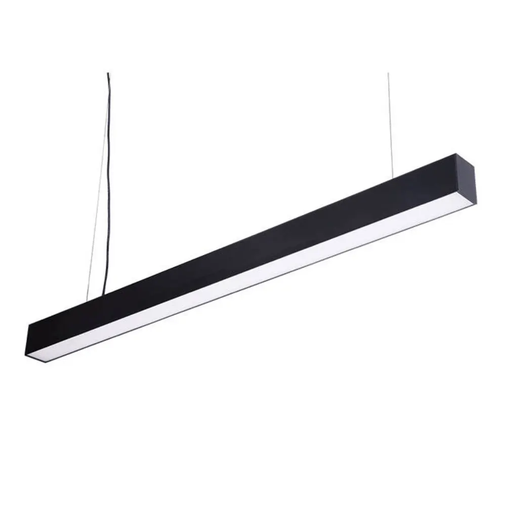 Modern Led Hanging Linear Rectangle Ceiling Office Light Fixture Aluminium Black Kitchen Chandelier Dinning Room Lamps