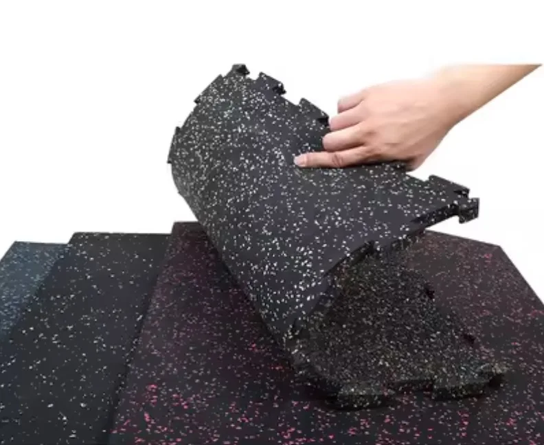 Heavy Duty Gym Floor  Shockproof Rubber Tiles Floor Mat For Fitness Equipment Black Puzzle waterproof Rubber Flooring