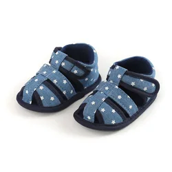 OEM ODM Summer Outdoor Hook & Loop Cotton Fabric Soft Unisex Baby Toddler Sandal Shoes Custom
