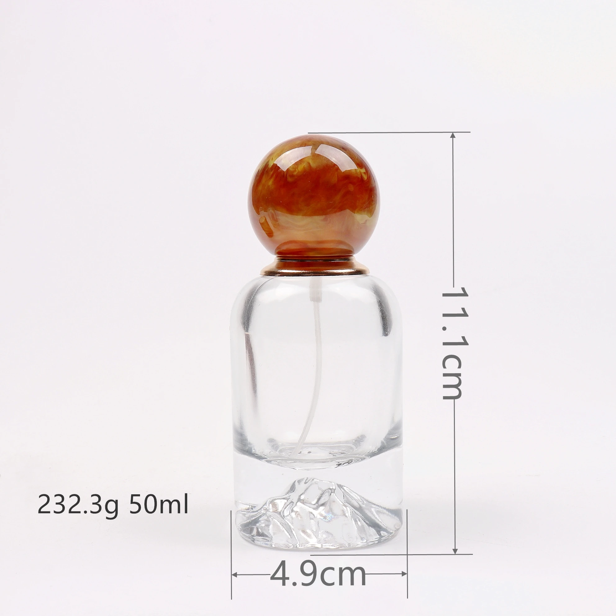 Custom clear  50ML oblate empty  glass perfume bottle with colorful cap