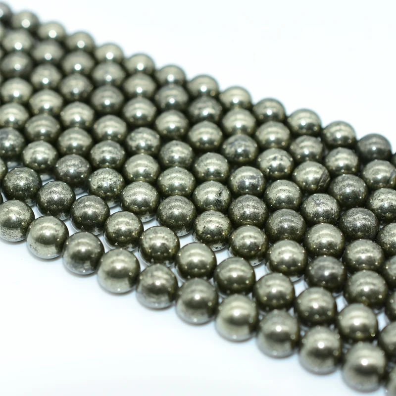 Wholesale 4/6/8/10/12mm Natural Pyrite Loose Gemstone Beads For DIY Jewelry