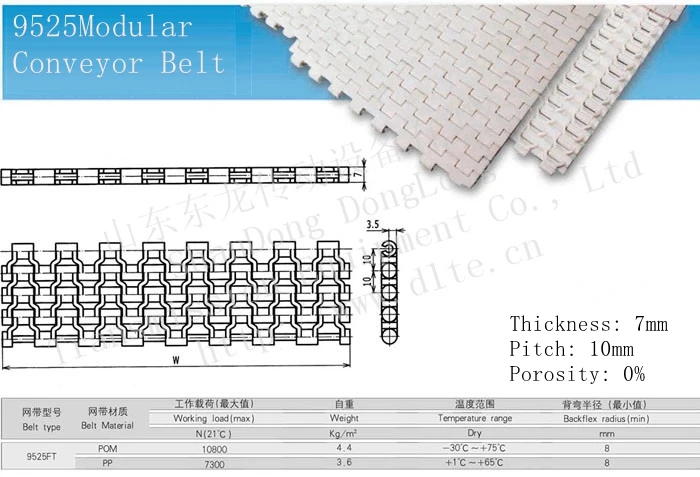 Donglong Factory hot sale 9525 series flat mesh belt plastic material modular straight conveyor dedicated