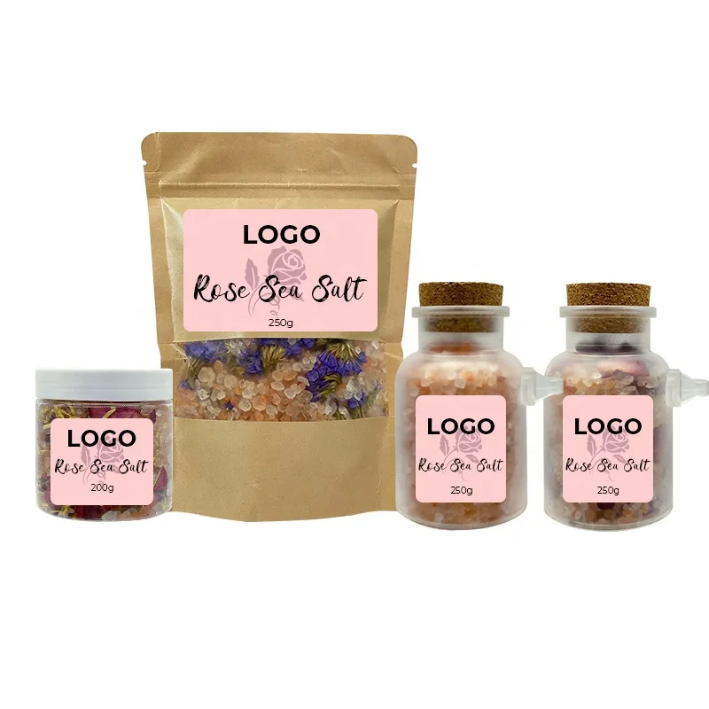 Bath Salts With Flowers Private Label Floral Scented Luxury Bath Salts Relaxation Rose Soak Scrub Pink Himalayan Bath Salt