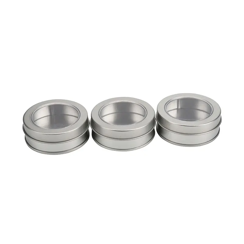 Factory custom tin box round cosmetic tin cake packaging box cylinder with pvc transparent window