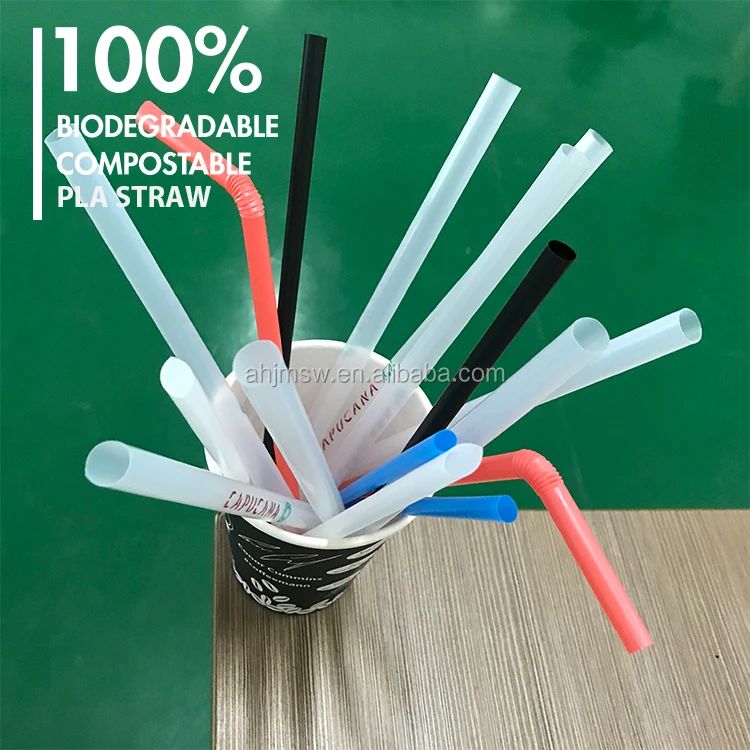 Colorful Biodegradable and Compostable Bent PLA Straw With printing