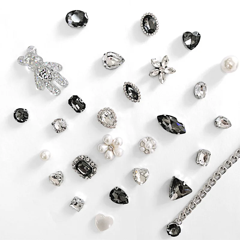 New Cross-border Rhinestone pearl chain metal shoe flower shoes floral shoe buckle