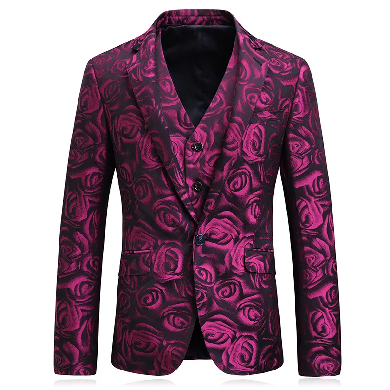 Wholesale men suit 3 pieces slim fit floral printing men wedding suits party suit for men