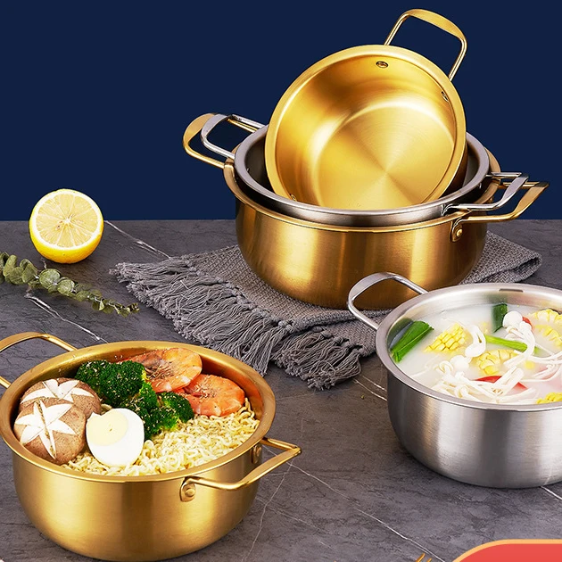 Small Household Kitchen Cooking Set Korean Ramen Noodle Hot Soup Pot with Induction Bottom Utensil for Instant Noodles
