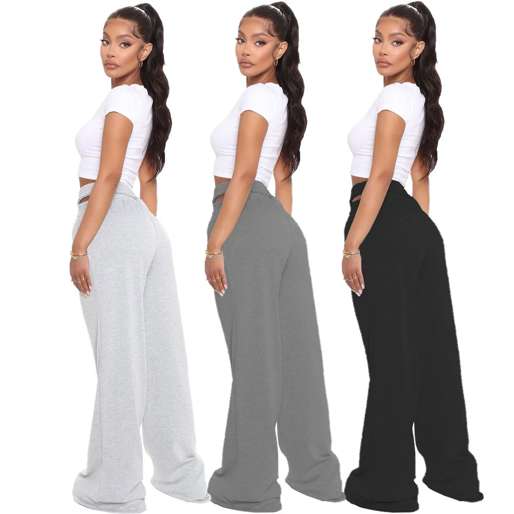 YD - YT3261 Trending breathable summer women loose pants solid flare work out trousers women