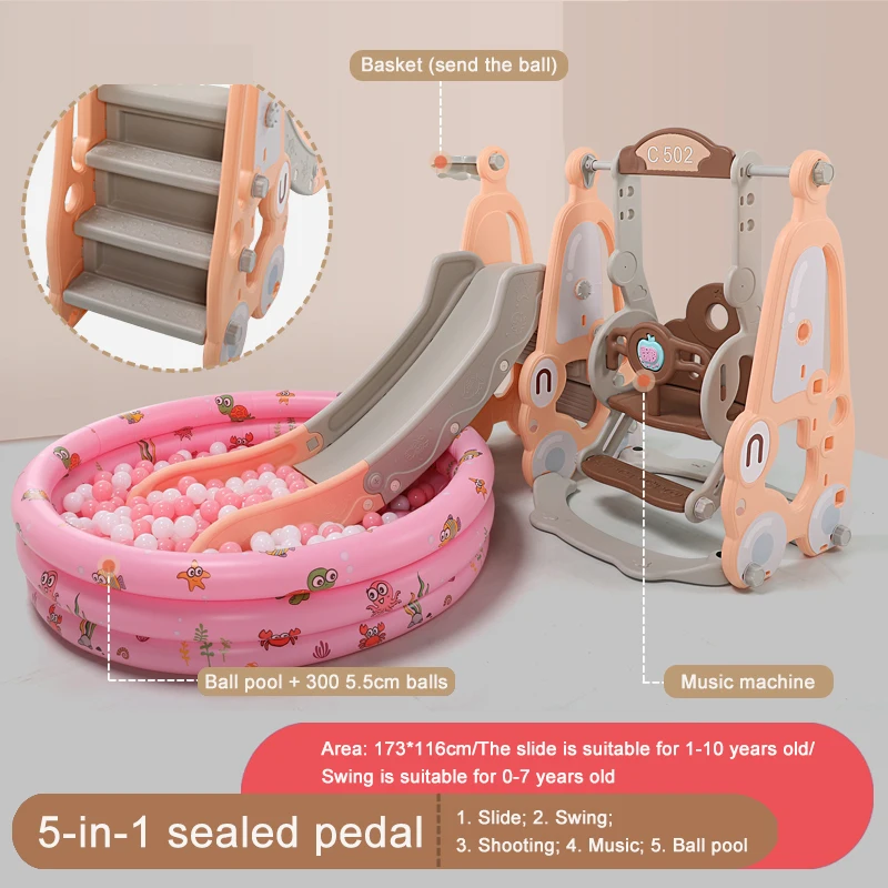 
Children Indoor Playground Baby Multifunctional Toys Kids Plastic Swing Slide 