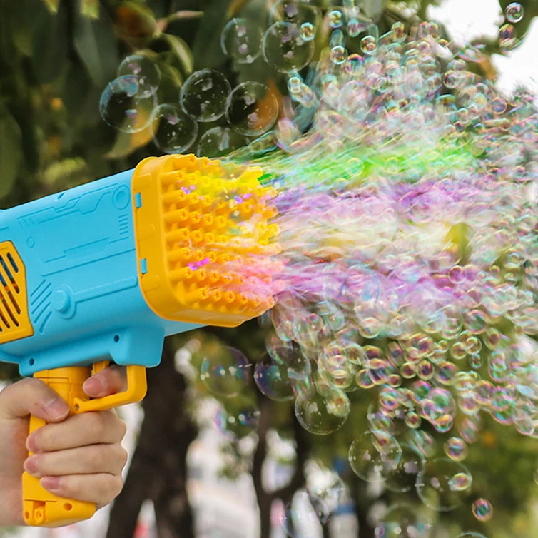 2024 Gift toys Kids Outdoor Toys Electric Blower Bubble machine Gun Toy With Led Light Plastic Bubble Shooter Gun for kids
