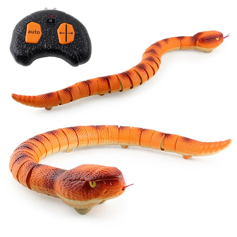 Funny novelty realistic remote control rattle snake toy python animal reptile model snake adult boy electronic toys