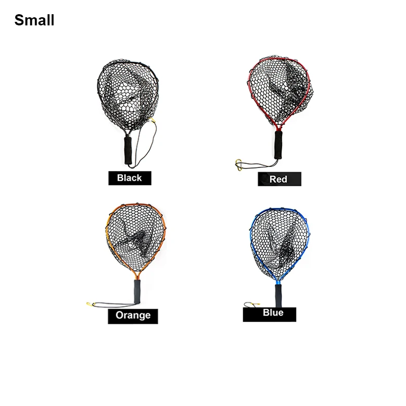 
Wholesale 4 colors available small lightweight soft rubber mesh fly fishing landing nets 