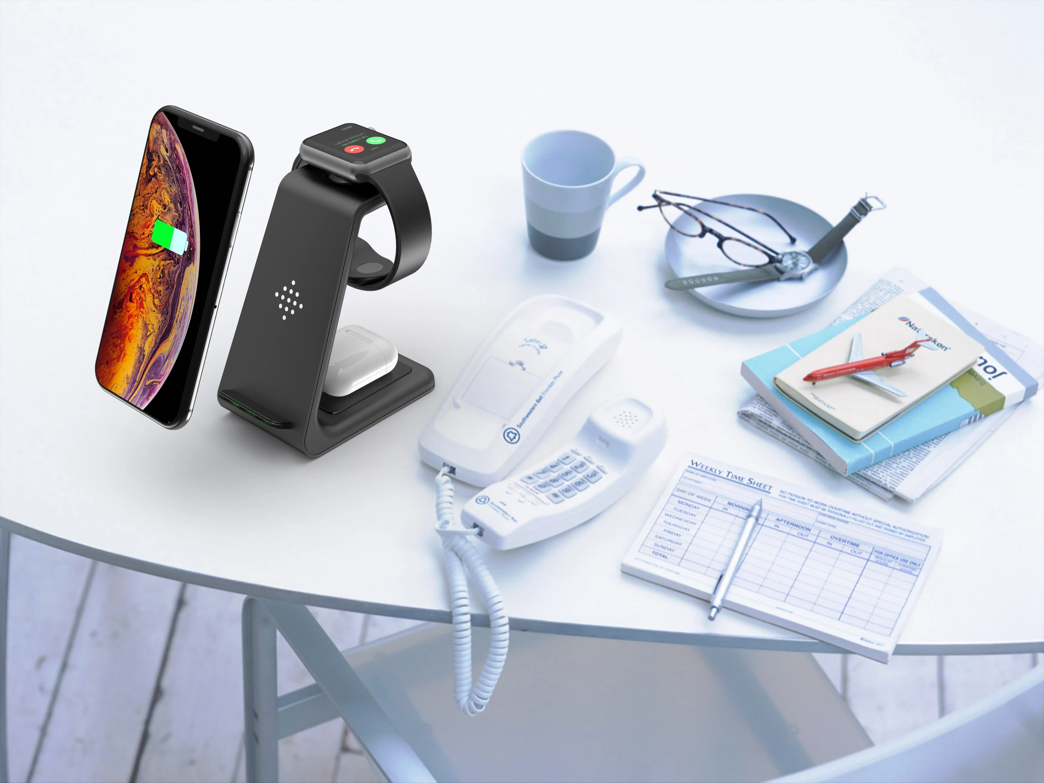 Лучшее Беспроводное зарядное устройство T3 Qi с поддержкой быстрой зарядки 3 в 1 для iPhone Samsung Smart Watch