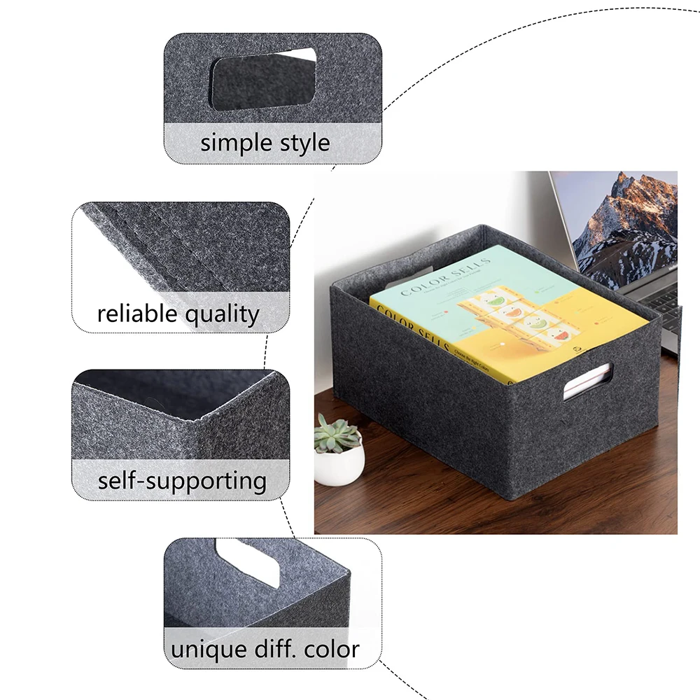 Wholesale home closet storage & organization storage boxes & bins collapsible felt storage basket with handles