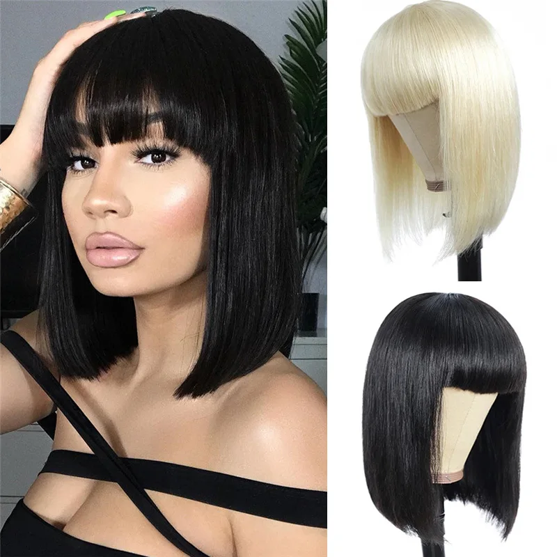 Women Natural Bob Black And Honey Blond Silk Straight Heat Resistant Soft Synthetic Wig