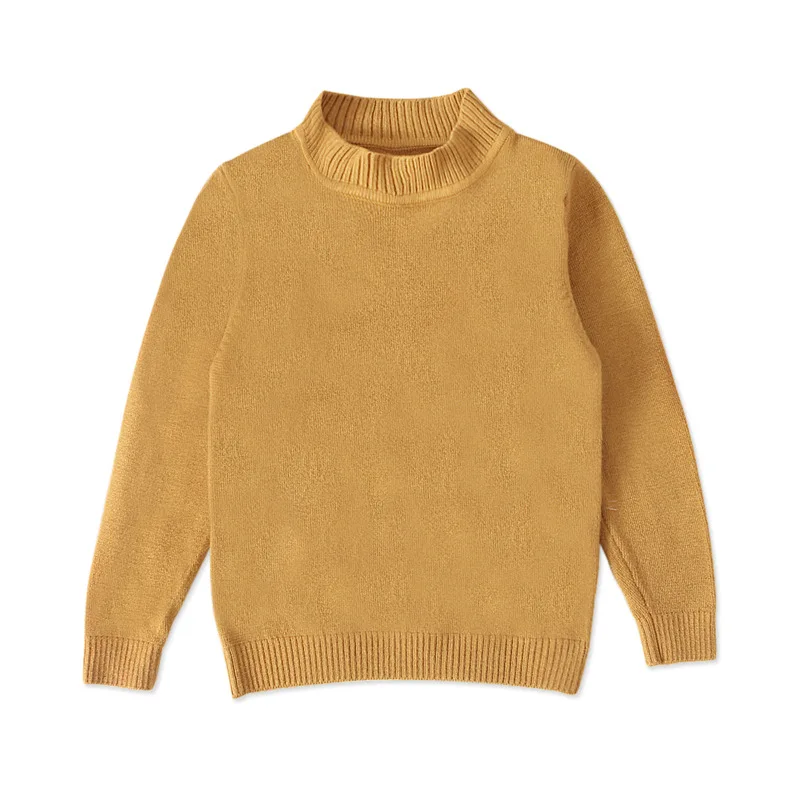 wholesale cheap price custom baby plain sweater turtle neck kid knit cotton bottoming pullover winter warm clothing for children