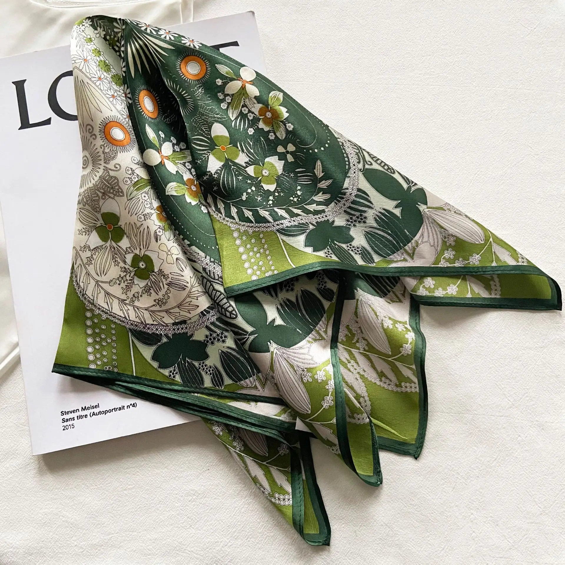 Small square 53x53 real silk digital printing bandana spring and summer thin temperament neck scarf