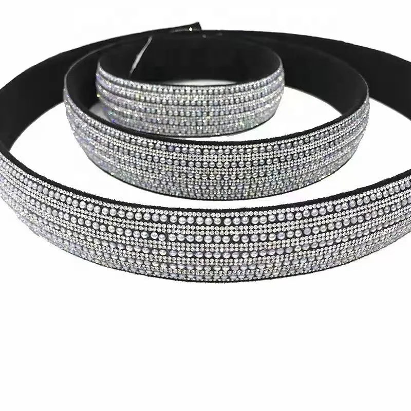 2022 New Design Rhinestone Stripe Shoes Upper Accessories Diamond Shoe Uppers Materials