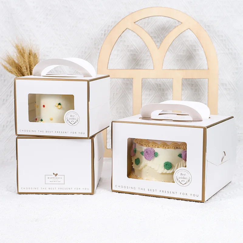Wholesale Cake Box 4/6/8/10/12 Inch Portable Square Birthday Baking Box Cake Packing Box