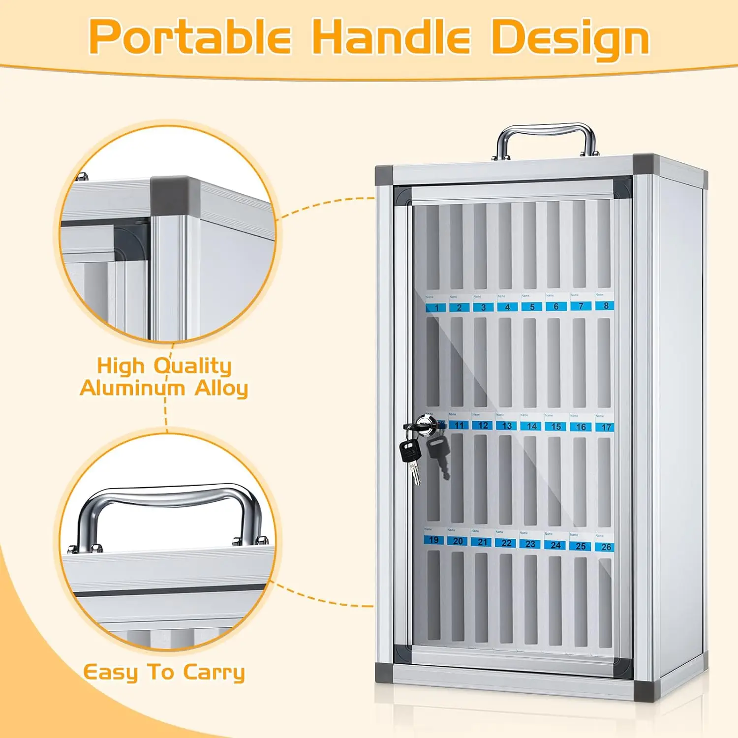 OEM design silver color easy carry hard shell 36 slots cell phones storage case aluminum carry case