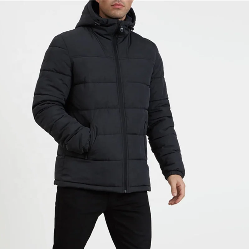 High quality fashion plain black waterproof goose down jacket men