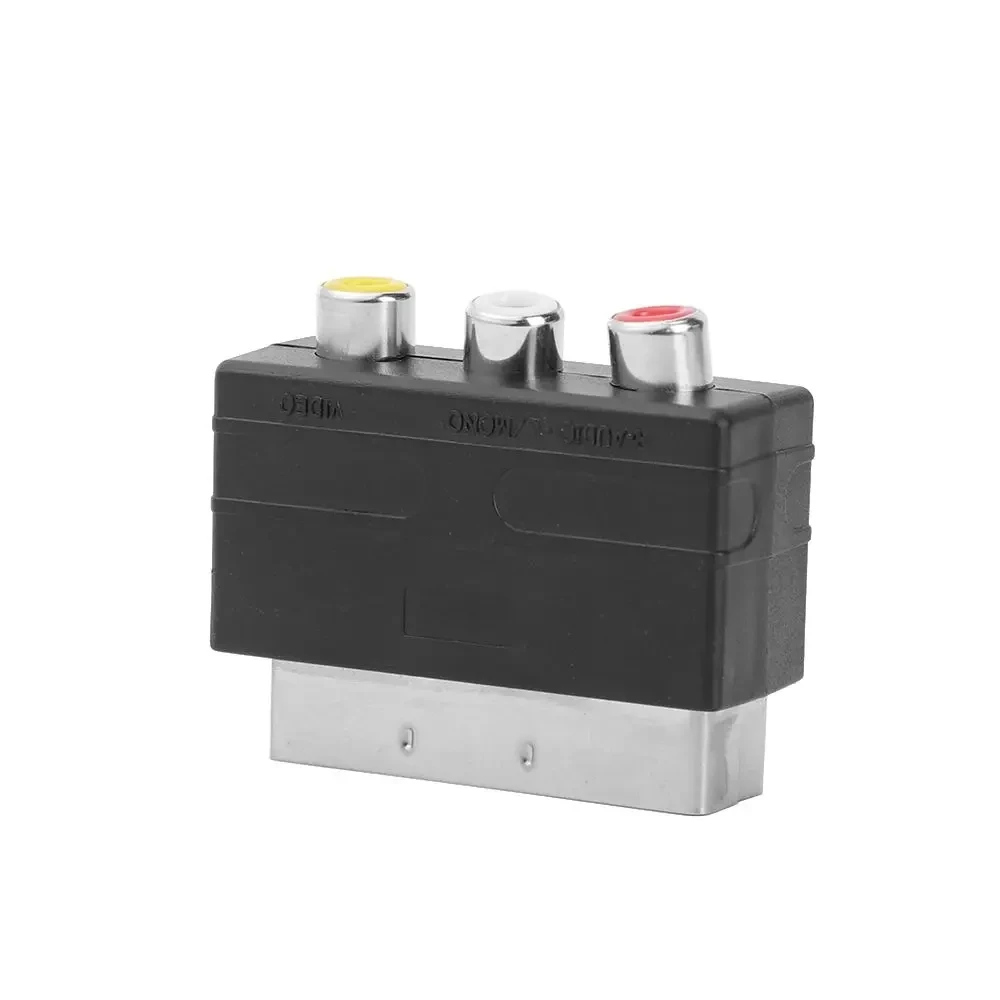 Hot 21Pin Scart Adaptor AV Block to 3 RCA Phono Composite S-Video with in/out Switch Scart Adaptor AV Block