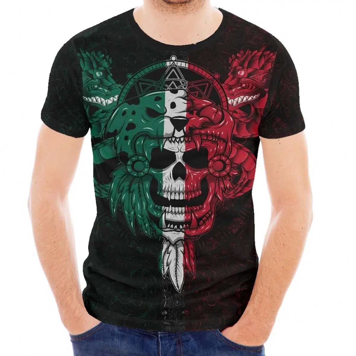 Wholesale T-Shirt For Men Mexico 3D Print Summer T Shirt For Men Fashion Breathable T Shirt Oversize Aztec Design Men Clothing
