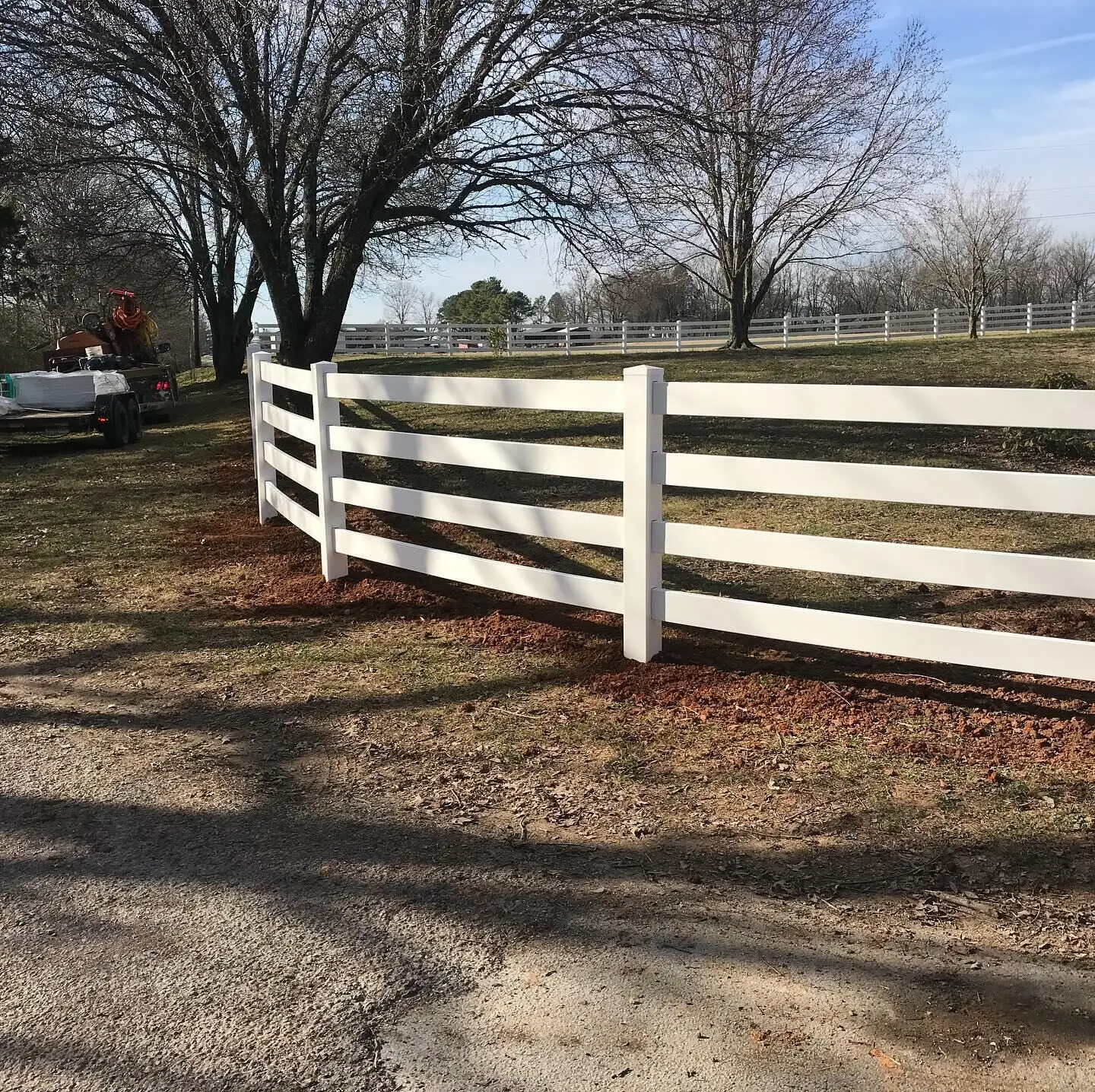 4 rails post and rail , fence top rail ,white pvc horse farm fence