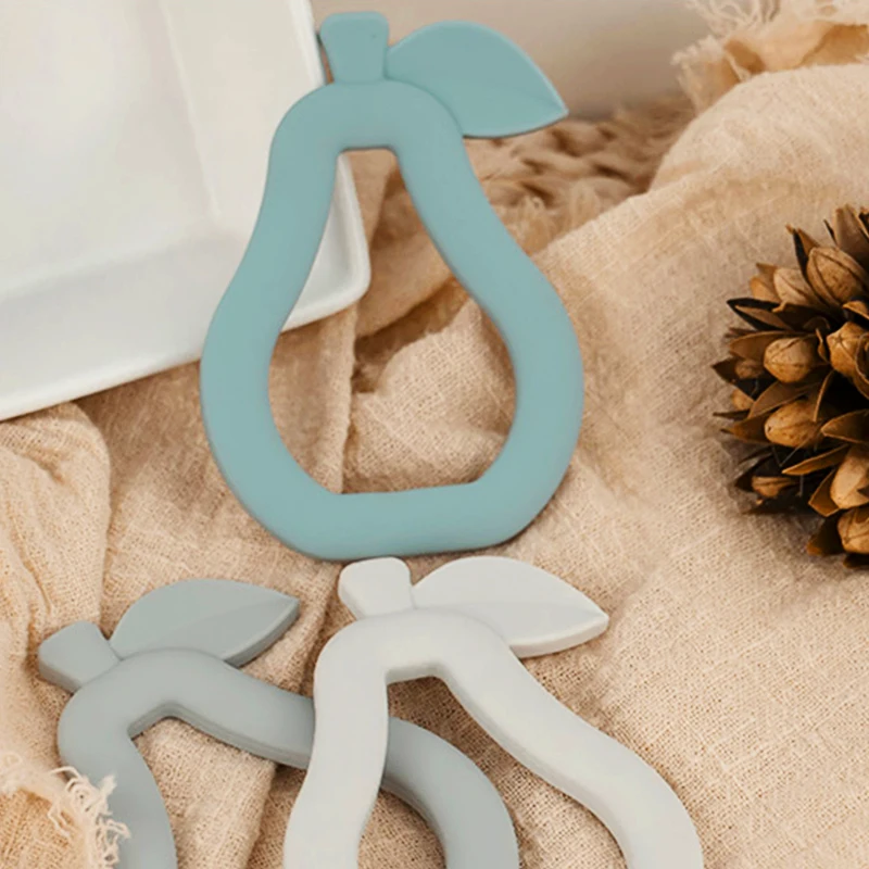 Pear Silicone Teether  Baby Teether Silicone Fruit pear Baby silicone teething chewers