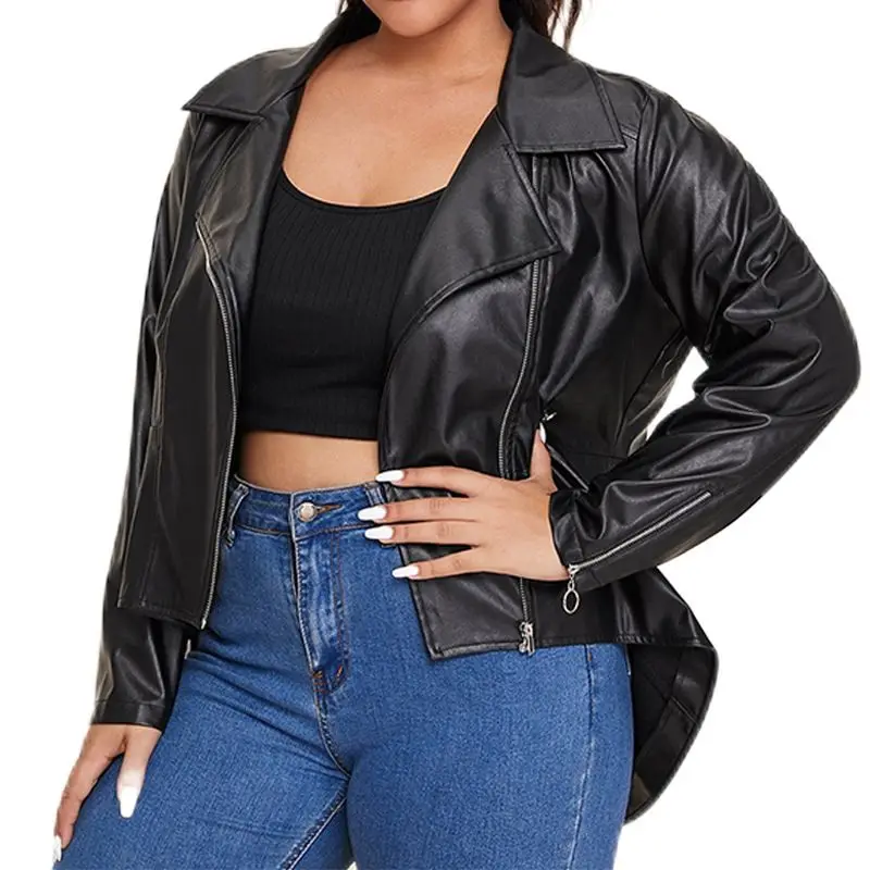 2022 autumn and winter spot wholesale supply short large size personality female leather jacket