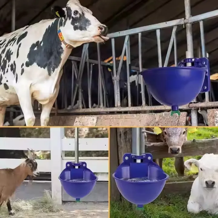 Livestock Drinking Water System Pig Cow and Sheep Automatic Plastic Drinking Bowl With Float Animal Pet Blue Drinking Trough
