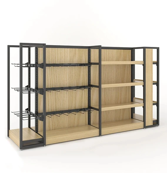 Made in China double-sided shelves low-priced customized supermarket shelves wooden display shelves gondola shelving