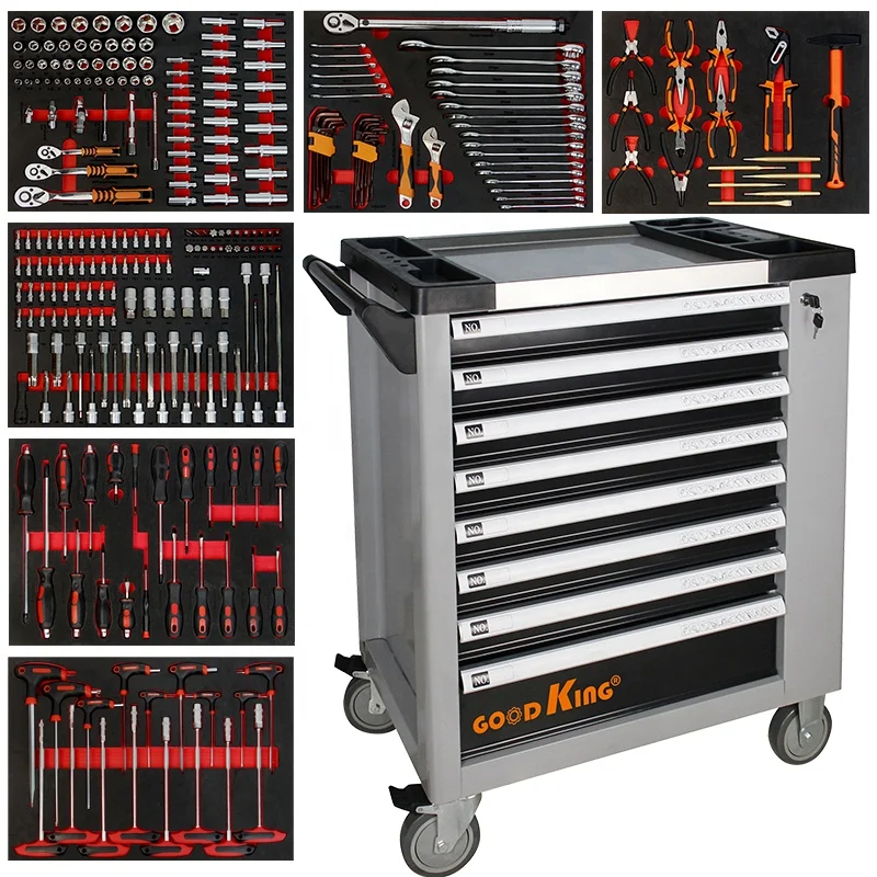SRUNV 169PCS 6Drawers trolley set tool cabinet tool cabinet trolley box with tools workshop key