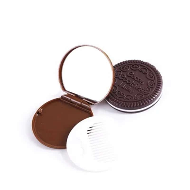 Chocolate chip cookies makeup mirror Cute Princess portable vanity mirror Folding round mirror