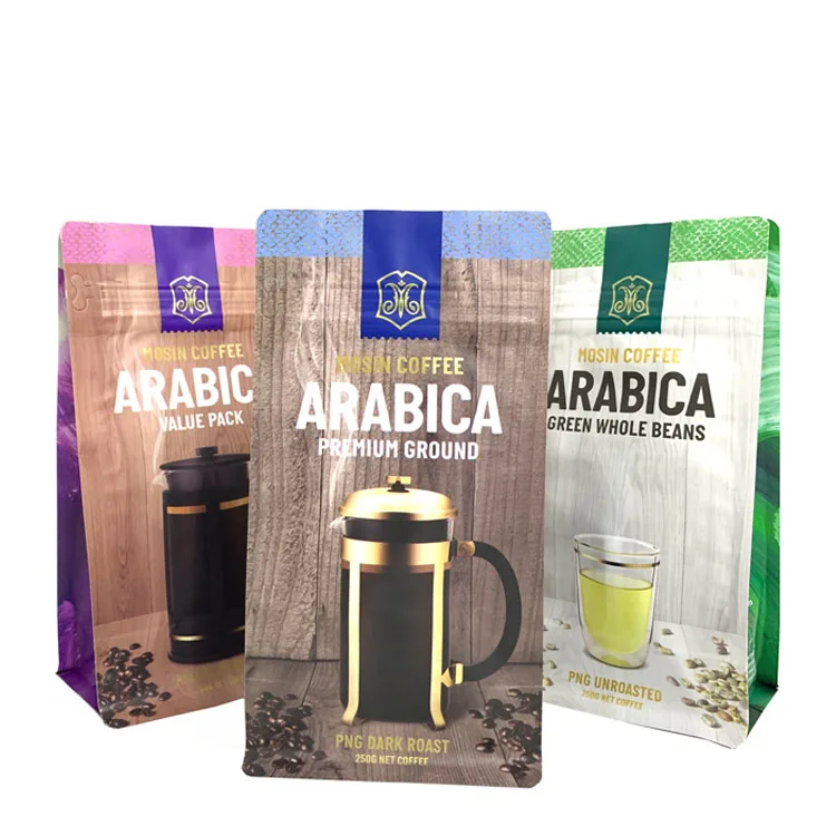 Matte Spot Uv White Aluminum Foil Coffee Packaging Pouches Flat Bottom Scrub Packing Bag With Valve For 250g Coffee Bean