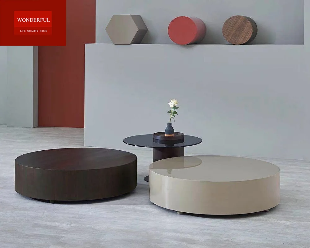 Wholesale Price Modern Design Wood Living Room Furniture Round Wooden Coffee Table